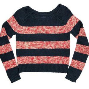 American Eagle Outfitters Navy/Red stripe boat neck sweater